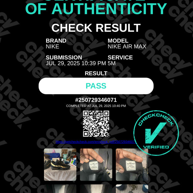 Nike Air Max 95 - OG Black Metallic Gold - Pre-owned - Size 12M, OG Box