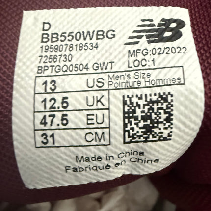 New Balance New Balance 550 “White Burgundy Mint” sneakers - Buy online at 12UP Kicks